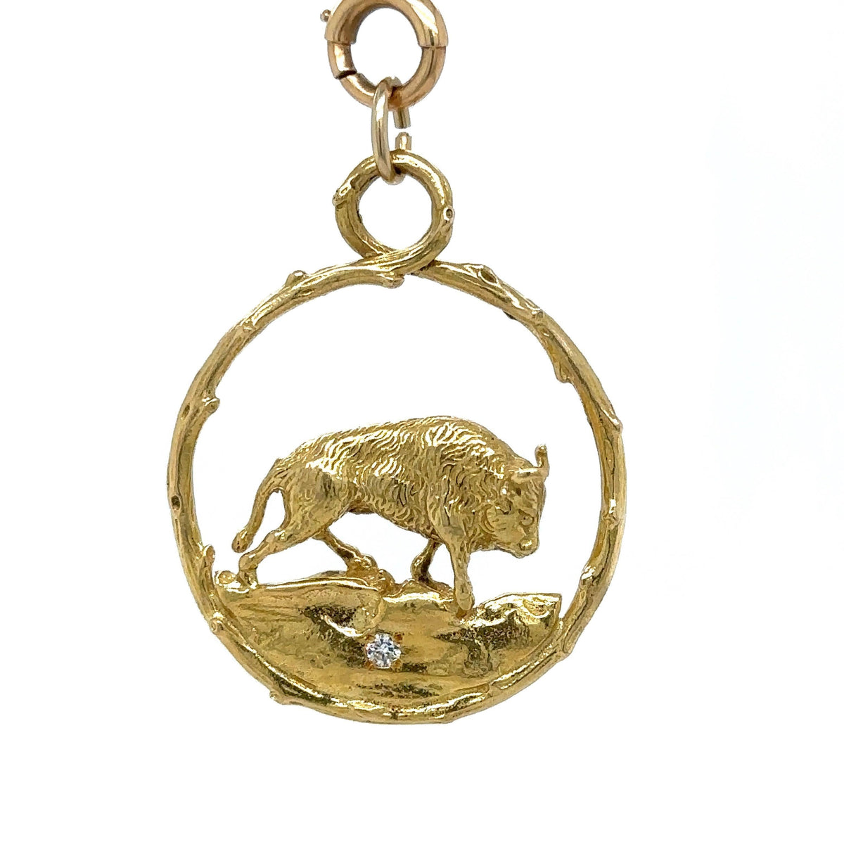 Vintage Merrin Bull with Diamond Pendant 18k Yellow Gold Taurus Zodiac –  FCP Diamonds