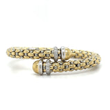 Fope Classic Mesh Diamond Bypass Bangle Bracelet 18k Two Tone Gold