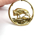 Vintage Merrin Bull with Diamond Pendant 18k Yellow Gold Taurus Zodiac