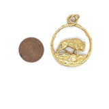 Vintage Merrin Bull with Diamond Pendant 18k Yellow Gold Taurus Zodiac