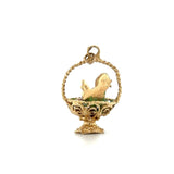 Vintage Enamel Egg and Easter Chick Gift Basket 14k Yellow Gold Charm