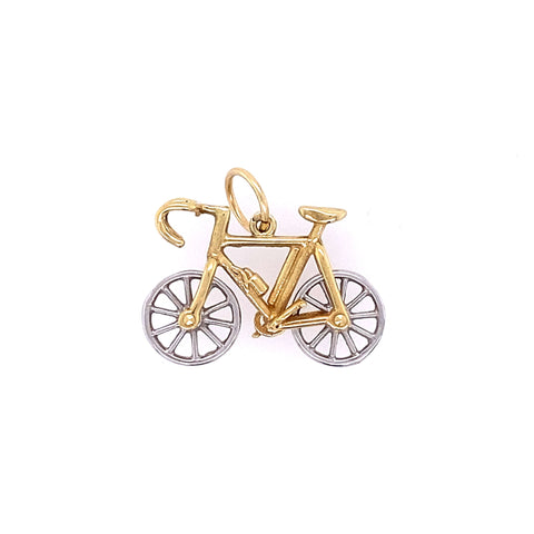 Vintage Articulating Bicycle Charm or Pendant 14k Two Tone Gold Netherlands
