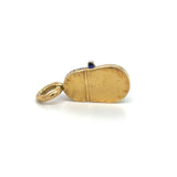 Aaron Basha Diamond Blue Enamel Millennium Baby Shoe Charm 18k Yellow Gold