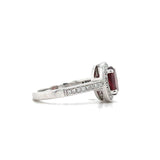 Estate Oval Garnet Diamond Halo Ring 18k White Gold Sz 6.25