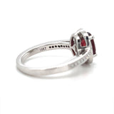 Estate Oval Garnet Diamond Halo Ring 18k White Gold Sz 6.25