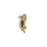 Vintage Red Enamel Cockatoo Double Sided Bird Charm 14k Yellow Gold