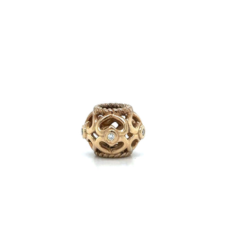 Authentic Pandora Open Heart Charm with Diamonds 14k Yellow Gold 585 ALE