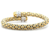 Fope Classic Mesh Diamond Bypass Bangle Bracelet 18k Two Tone Gold