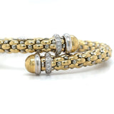 Fope Classic Mesh Diamond Bypass Bangle Bracelet 18k Two Tone Gold