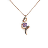 Le Vian Amethyst and Diamond Pendant Necklace 14k Rose Gold Adjustable