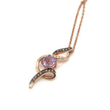 Le Vian Amethyst and Diamond Pendant Necklace 14k Rose Gold Adjustable