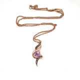 Le Vian Amethyst and Diamond Pendant Necklace 14k Rose Gold Adjustable