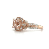 Effy Cushion Morganite and Diamond Ring 14k Rose Gold Sz 7.5