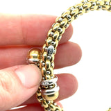Fope Classic Mesh Diamond Bypass Bangle Bracelet 18k Two Tone Gold