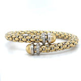 Fope Classic Mesh Diamond Bypass Bangle Bracelet 18k Two Tone Gold